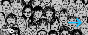 drawing of a crowd of young people